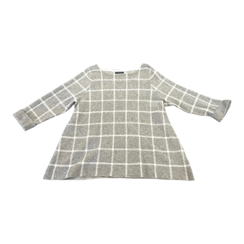 Cynthia Rowley Gray Plaid Sweater Top, 1X